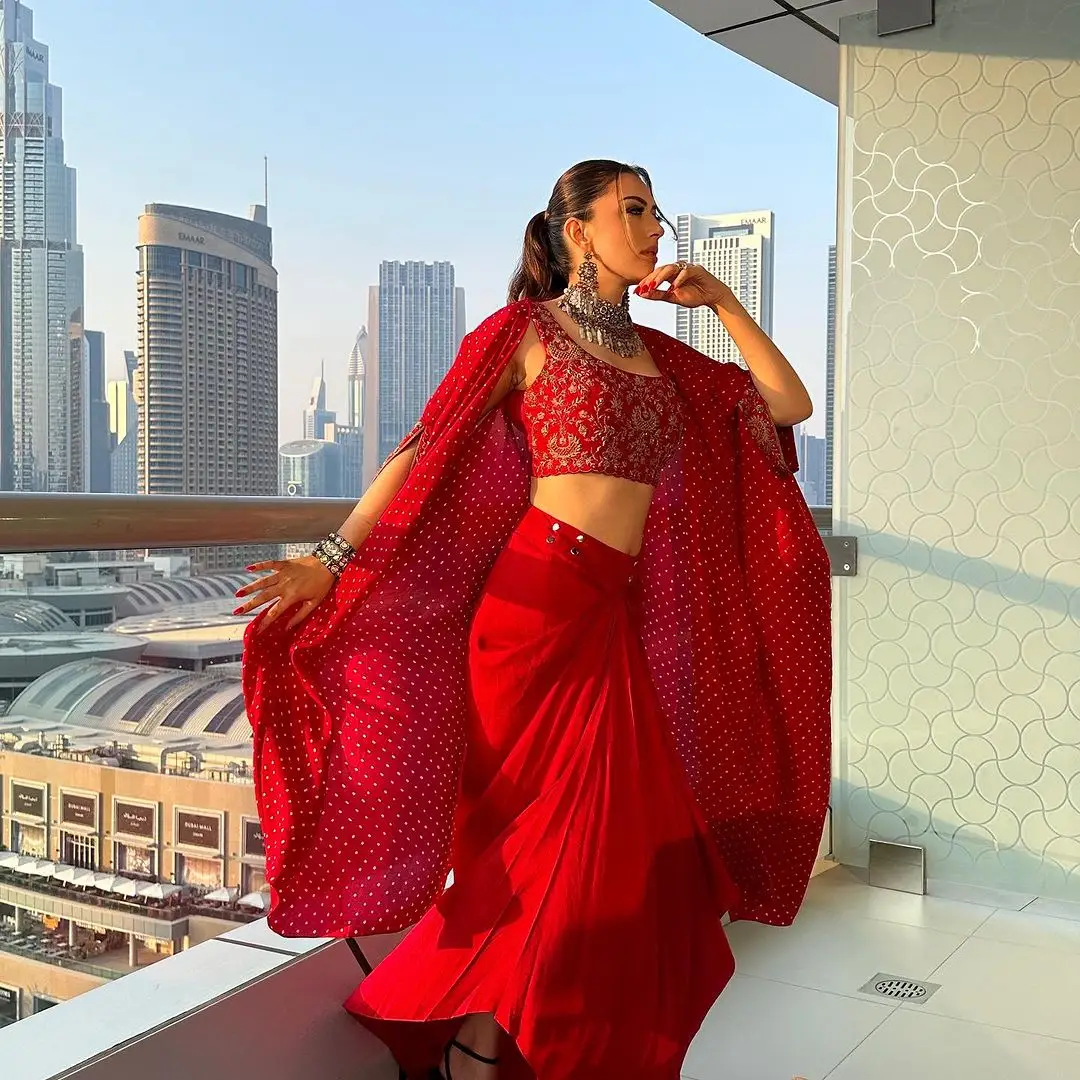 Indian Actress Hansika Motwani Photoshoot in Red Lehenga Choli